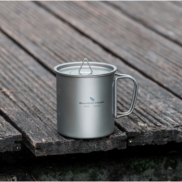 Титановая кружка с крышкой для кемпинга 450 мл Boundless Voyage
