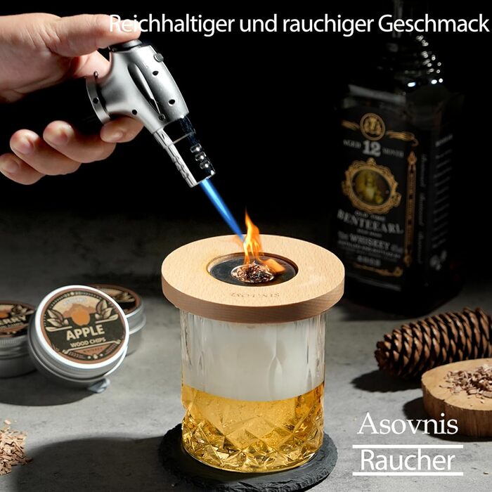 Набор для копчения виски с факелом 6 вкусов ASOVNIS