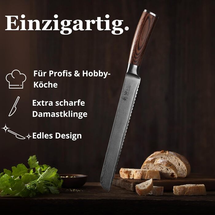 Хлебный нож из дамасской стали Wakoli