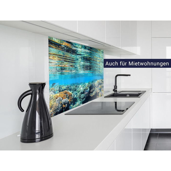 Кухонний фартух timalo зі скляним виглядом Північне море, очерет, захід сонця, океан, солома 2-мм акрилове скло Бризкозахисна стінка для плити, скляний кухонний фартух, акрилові скляні стінові панелі, захисна панель для фартуха (220 x 58 см, 311- Coral Re