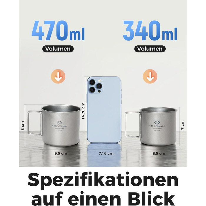 Набор туристических титановых кружок 340 и 470 мл COOK'N'ESCAPE
