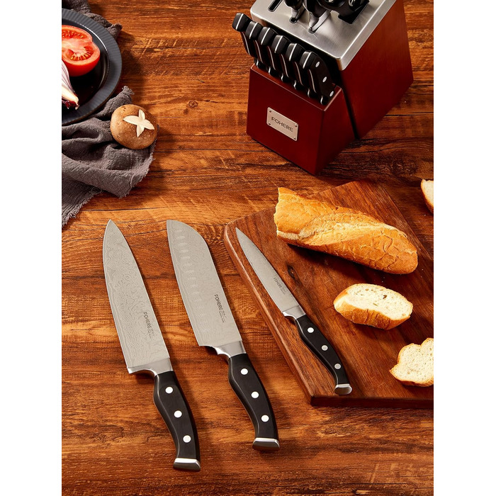 Набор кухонных ножей с самозаточным блоком FOHERE