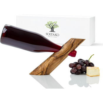 Держатель для винных бутылок SOLTAKO из эксклюзивного оливкового дерева, держатель для бутылок, держатель для вина Подарочная идея Природа Украшение стола Подставка для вина 30 см
