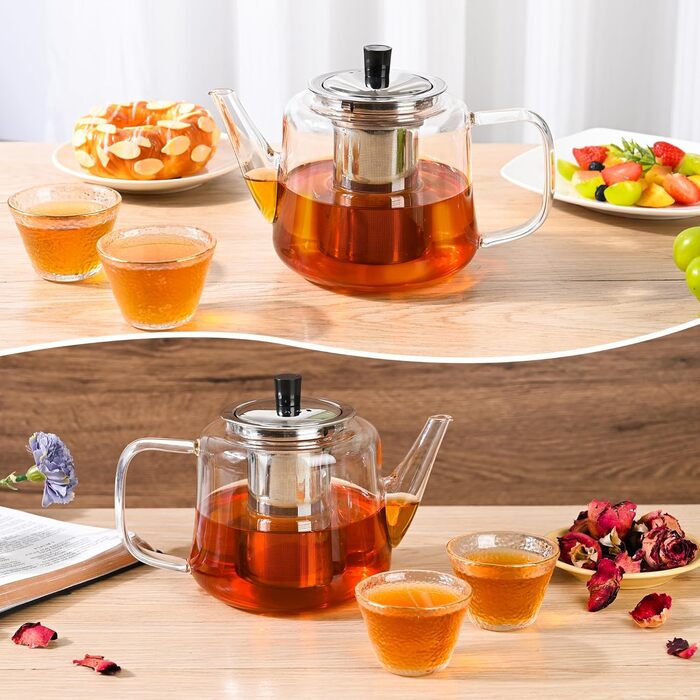 Заварочный чайник стеклянный 1000 мл со съемным ситечком Ehugos