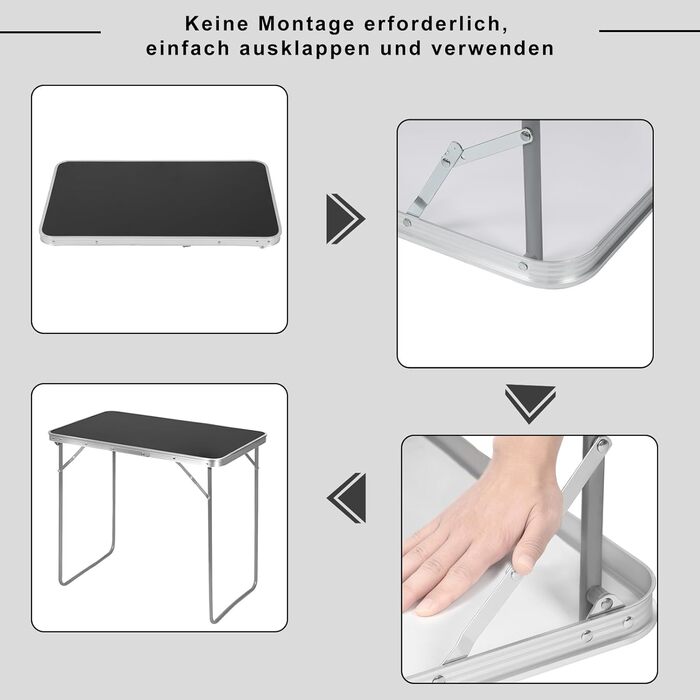 Розкладний стіл для відпочинку 80x50x70 см чорний eSituro