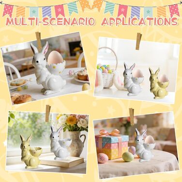 Набір із 2 порцелянових стаканчиків для яєць на Великдень, керамічні стаканчики для яєць у формі кролика, кумедні, креативні тарілки для пасхальних яєць у формі кролика, можна мити в посудомийній машині, підставка для варених яєць, великодні подарунки (C 