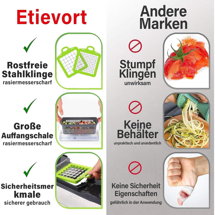 Універсальна овочерізка 16-в-1, сірий колір Etievort