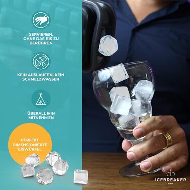 Лоток для льоду ICEBREAKER POP 2.0 - Готуйте та подавайте лід, не торкаючись його - Гігієнічний контейнер для льоду для морозильної камери - Силіконовий контейнер з кришкою - Льодогенератор на 18 кубиків льоду (Pop Clear Black)