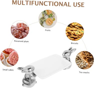 Керамічний піднос з милим кроликом срібний VICASKY