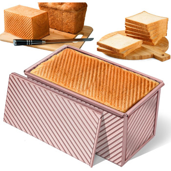 Форма для выпечки хлеба тостов с крышкой 20,8x12x11 см, розовое золото PuretéavHom