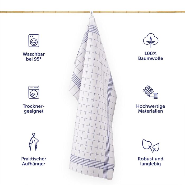 Набір кухонних рушників преміум-класу Blumtal з 10 предметів - Високоякісні кухонні рушники, 100 бавовна, синій у клітинку, 50x70 см, 10 предметів, синій