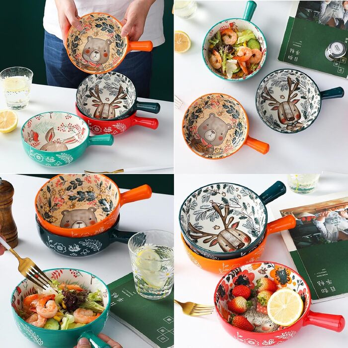 Керамічна супова миска з ручками 650 мл XNSHUN