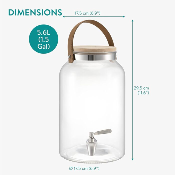 Диспенсер для напоїв скляний 5,6 л Navaris