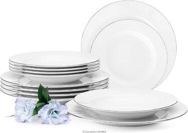 Набір посуду konsimo 12 персон - Набір MUSCARI - Столовий сервіз - Сервіз та набори посуду - Сервірувальний набір Сім'я - Тарілки обідні, десертні тарілки та супниці - (Platinum Line, 12 шт. )
