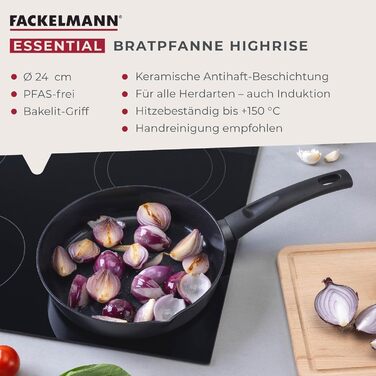 Сковорода 24 см глибока з керамічним покриттям, чорна Highrise Fackelmann