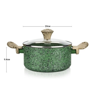 Кастрюля со стеклянной крышкой Fissman MALACHITE 20x9,8 см на 2,7 л (4318)