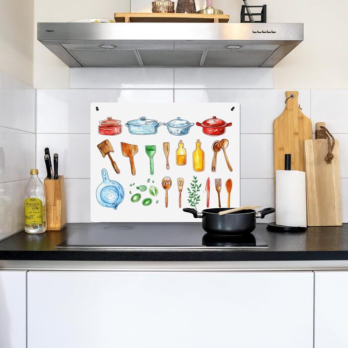 Фартух для плити, кухонний фартух, вініл, 78x52 см, декор для кухні, облицювання стіни, кришка для плити - сіро-чорна (кухня - креслення, 52Д x 65Ш см)