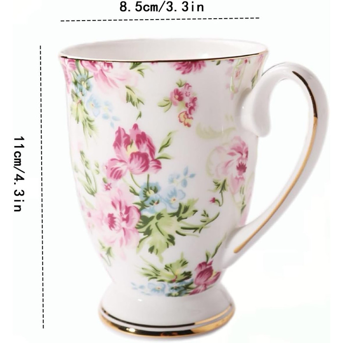 Набір із 2 кавових чашок з квітковим візерунком 300 мл MIATTCLD