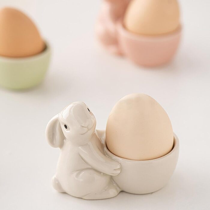 Універсальний набір з 3 керамічних чашок для яєць у формі зайчика Generisch