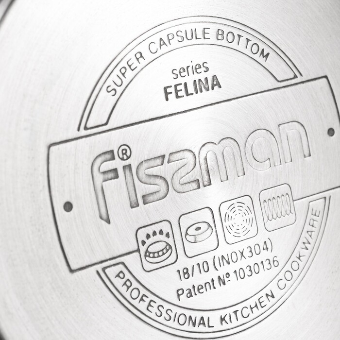 Кастрюля Fissman FELINA 14x8,5 см/1,3 л. со стеклянной крышкой нержавеющая сталь (5338)