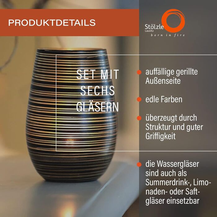 Склянки для води, набір 6 предметів, Mix Metallic Twister Stölzle Lausitz
