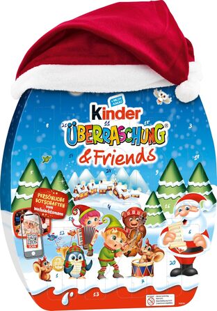 Адвент-календар із 24 шоколадними делікатесами, 370 г Surprise & Friends Kinder