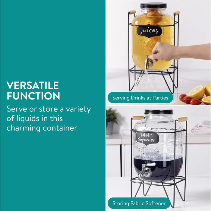 Диспенсер для напитков стеклянный с краном 5 л Navaris