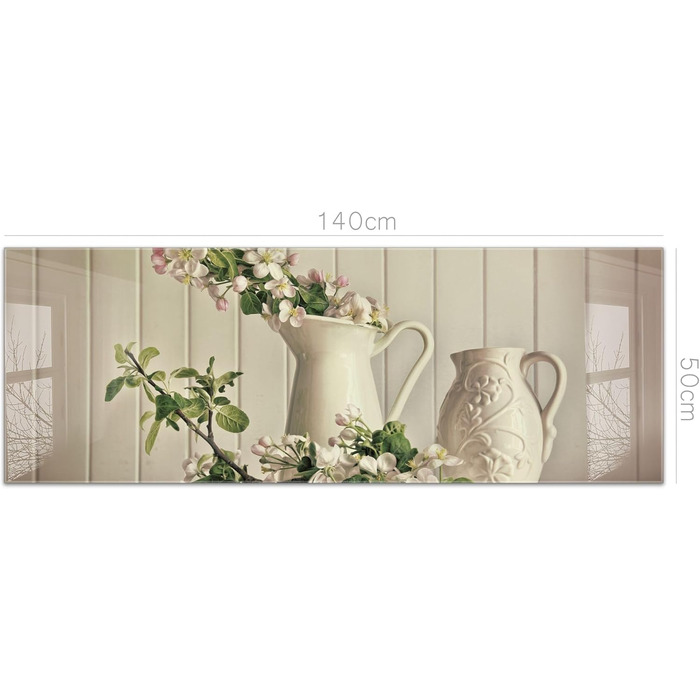 Кухонний фартух timalo зі скляним виглядом Акрилове скло 2 мм Бризкозахисна стіна для плити, скляний фартух, акрилова скляна настінна панель, захисна панель для фартуха Бетонно-блакитно-сірий (140x50 см, 212- Ваза для квітів)