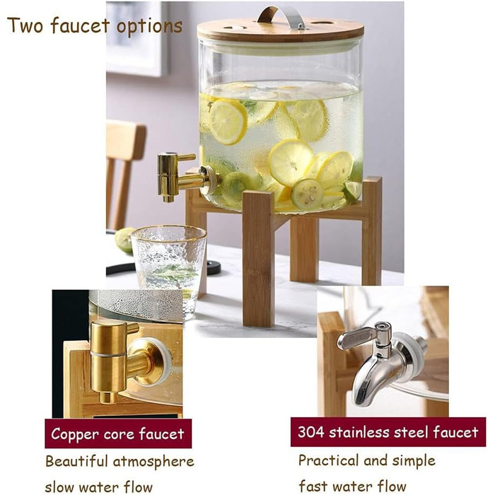 Диспенсер для напоїв скляний з краном 5 л Generisch