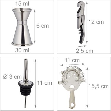 Професійний набір для коктейлів 11 предметів Relaxdays