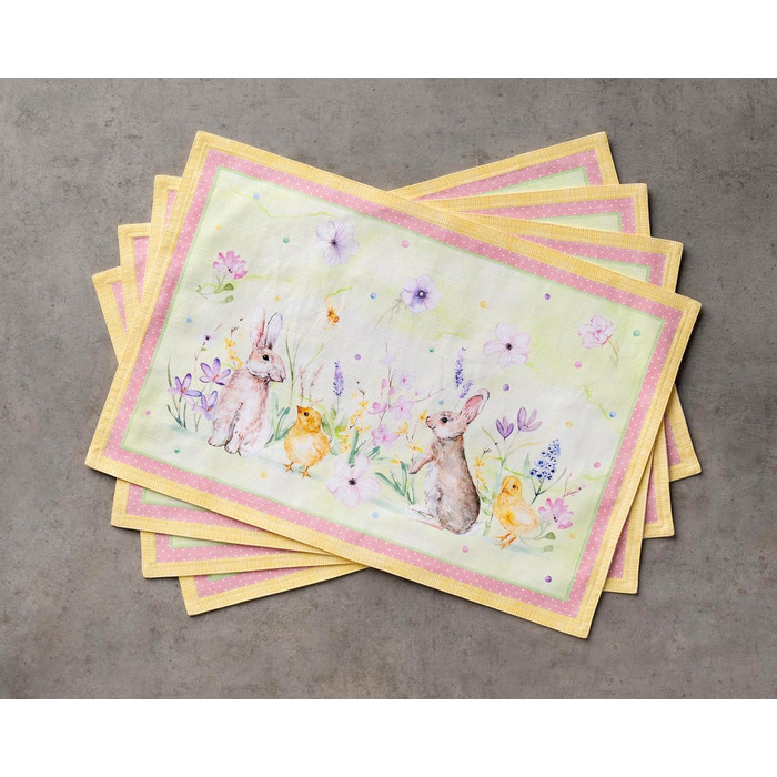 Бавовняні килимки для серветок, набір з 4 шт. , декоративні килимки для серветок, пасхальні килимки, що миються, для свят, вечерь, весни, літа (33 см x 48 см) (жовті), 39Hermine 100