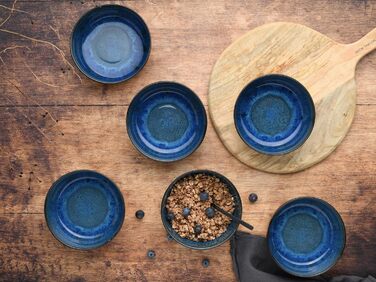 Серія Nordic Fjord набір посуду з 18 предметів, набір тарілок з кераміки (набір зернових мисок 6 шт. , синій), 21551