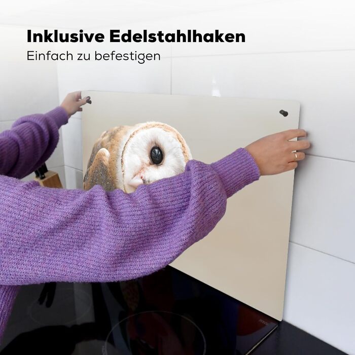 Фартух для плити, кухонний фартух, вініл, 78x52 см, декор для кухні, облицювання стіни, кришка для плити - сіро-чорна (сипуха - тварина, 51,5Д x 76Ш см)