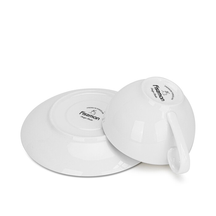 Набір Fissman з 2-х кухлів FLOREE 220 мл з блюдцем порцеляна (3666)