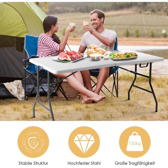 Складной кемпинговый стол 157 х 74 х 74 см RELAX4LIFE