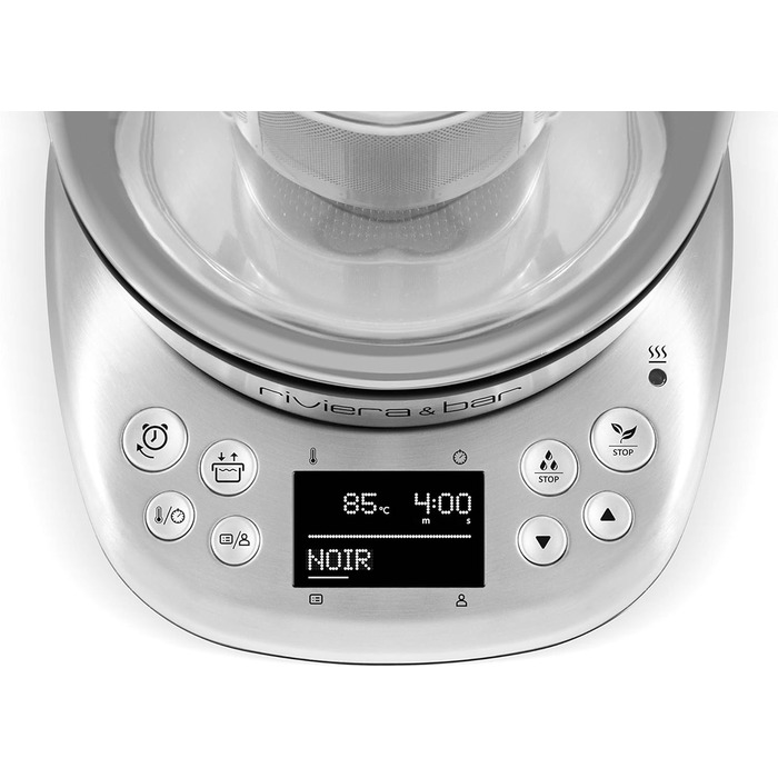 Чайник riviera&bar Cha Dao Expert з регульованою температурою, загартоване скло та нержавіюча сталь, тихий режим, оптимальне заварювання чаю, 1,5 л, 22 x 36,5 x 29,5 см