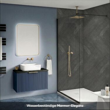 Стінові панелі IZODEKOR під мармур 60x120 см Панель для кухонного фартуха ПВХ-облицювання стін для кухні, ванної кімнати Бризкозахисна плівка для кухні Водонепроникна та термостійка (4 панелі 4 монтажних клею, залізна ручка)