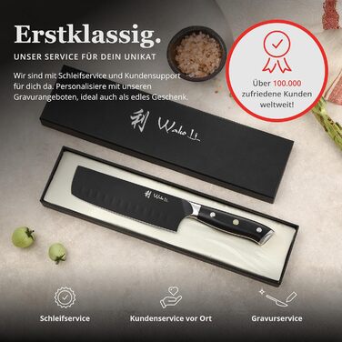 Набор ножей Wakoli Titanium Noir (5 предметов) в магнитном блоке профессиональный кухонный набор с лезвиями из нержавеющей стали (12,521 см), черным покрытием, включая нож Накири