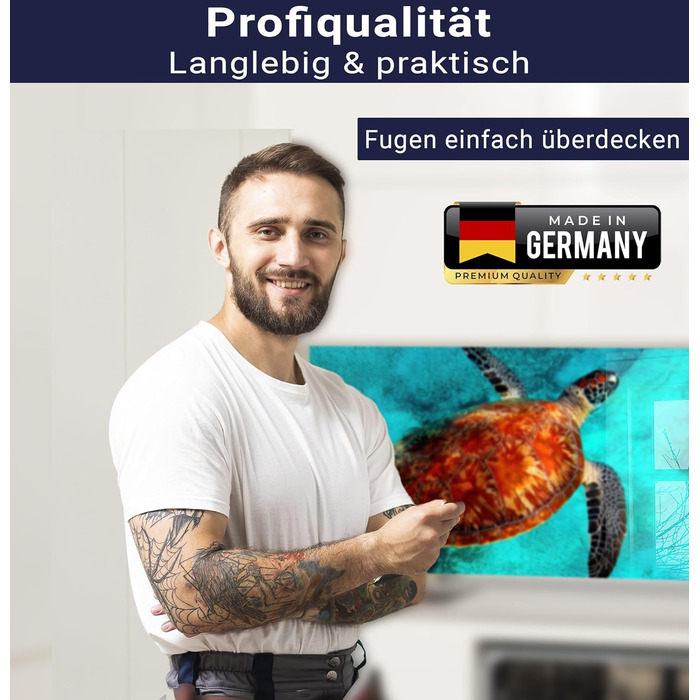 Кухонний фартух timalo зі скляним виглядом Північне море, очерет, захід сонця, океан, солома 2-мм акрилове скло Бризкозахисна стінка для плити, скляний кухонний фартух, акрилові скляні стінові панелі, захисна панель для фартуха (80 x 50 см, 310- Turtle)