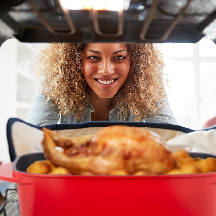 Жаровня с крышкой 5 л красная Relaxdays