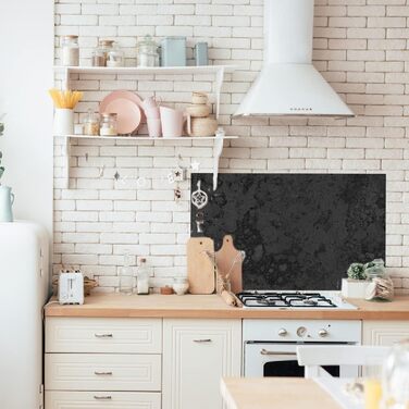 Дизайнерський кухонний фартух з алюмінієвого композиту, кухонний фартух, товщина 3 мм, 60x100 см, (натуральний камінь чорного кольору)