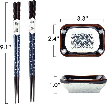 Набір посуду для суші на 2 персони, 10 предметів, Синя хвиля Artcome