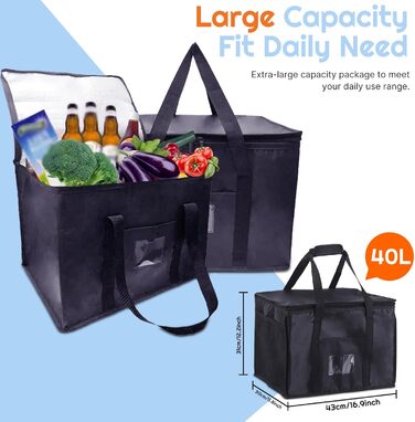 Термосумка 40 л чорна SUOXU