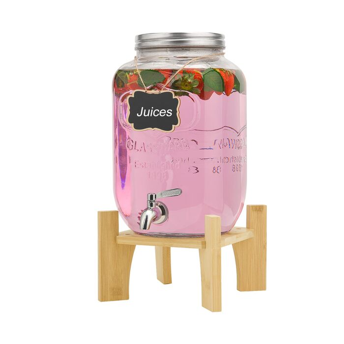 Скляний диспенсер для напоїв з краном 8 л Hisredsun