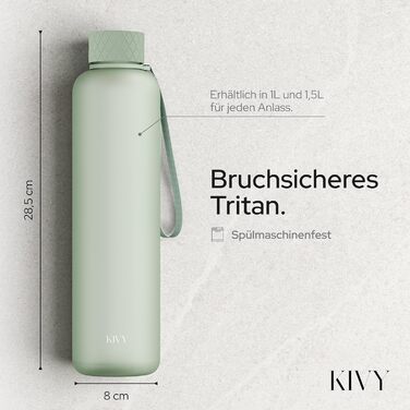 Пляшка для води 1 л тританова, світло-зелена KIVY