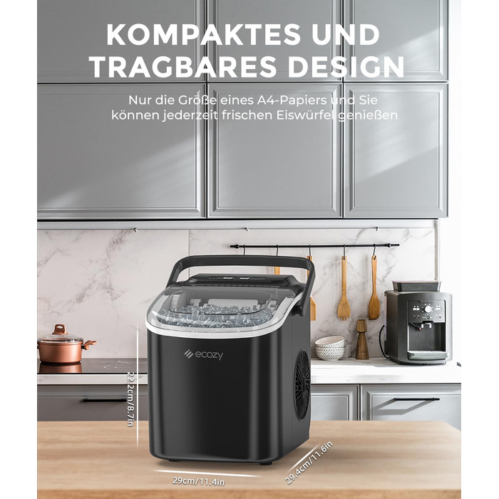 Компактный ледогенератор с функцией самоочистки 100 Вт ecozy