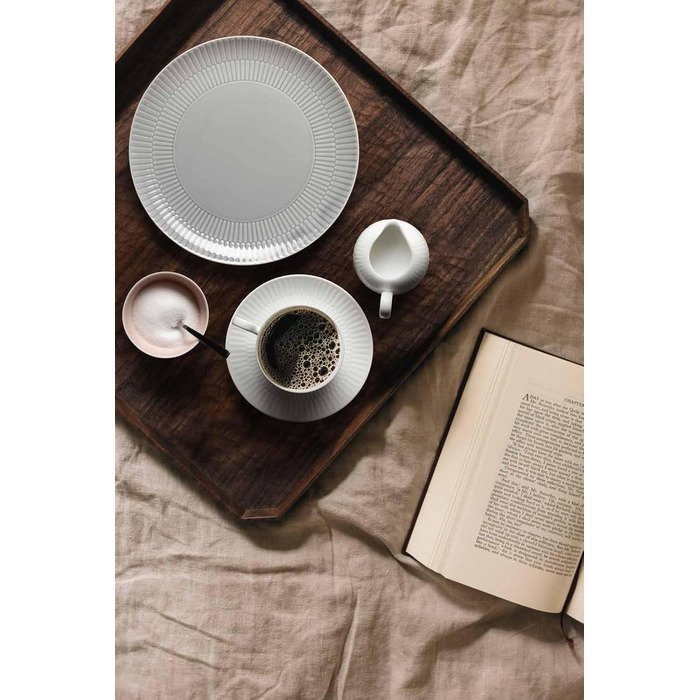 Набір столового посуду Seltmann Weiden Amina White, 30 предметів, повний комплект посуду на 6 осіб, сервіз для столу та кави з ніжним рельєфним візерунком, порцеляна, білий