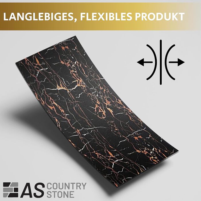 Стінові панелі AS Country Stone під мармур 60x120 см ПВХ-облицювання стіни з пластикових панелей для кухні, ванної кімнати тощо Панель кухонного фартуха (4 шт., Драган)