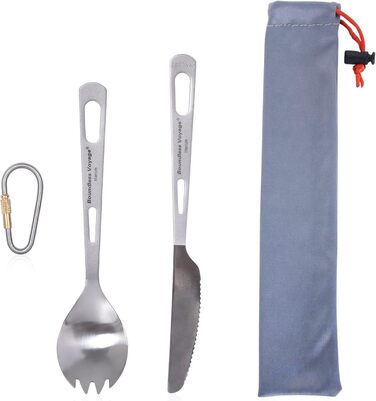 Безмежна подорож Титановий посуд Кемпінговий ніж і виделка Ложка Домашнє використання Набір столових приборів для подорожей для кемпінгу (Ti1534BQ)