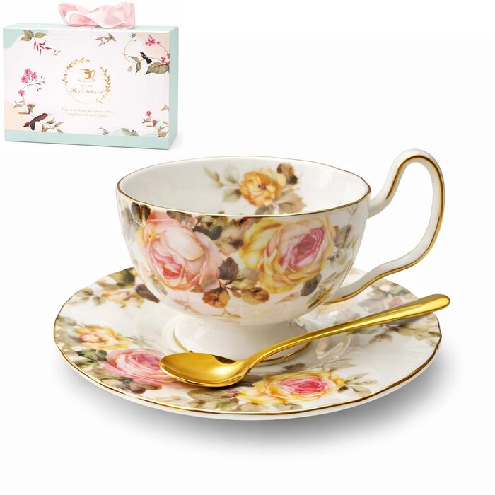 Керамічна чайна чашка з блюдцями та ложками (Herbst)